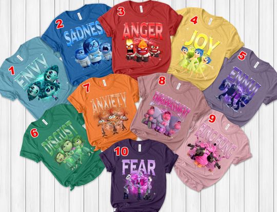 Disney Inside Out Cartoon Movie Character Poster Shirt, Joy Sadness Anxiety, Mental Health Shirt, Gift for Birthday Lovers