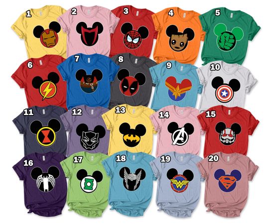 Discover Personalized All Superhero Squad Symbol Group Matching Shirt, Avenger Family Mickey Ear Matching, Superhero Team Party Theme Tee