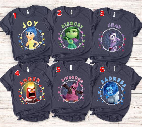 Disney Inside Out Characters Shirt, Fear Anger Joy Sadness Disgust Bing Bong,Birthday Party Shirt,Disneyland Matching Shirts