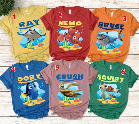 Finding Nemo Shirt, Finding Dory Shirt, Disney Character Group Matching Shirt, Halloween Costume Shirt, Disney Family Shirts