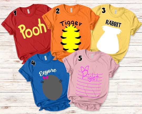 Winnie The Pooh Costume Shirt Tigger Costume Shirt Pooh Bear Shirt Piglet Costume Eeyore Costume Shirt Family Halloween Costume Shirt