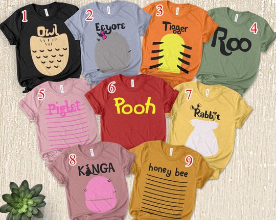 Winnie The Pooh Costume Shirt Tigger Costume Shirt Pooh Bear Shirt Piglet Costume Eeyore Costume Shirt Family Halloween Costume