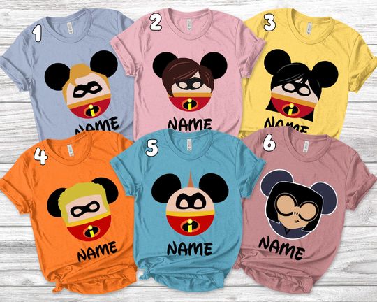 Discover Custom The Incredible Family Mickey Head Shirt, Family Personalized Shirts, Family Matching Shirt,custom Gift, Family Vacation