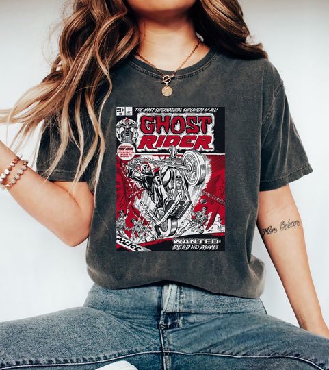 Marvel Ghost Rider Comic Book Cover Print T-Shirt, Marvel Ghost Rider Shirt, Disneyland Family Matching Shirt, Disney Vacation Trip Tee