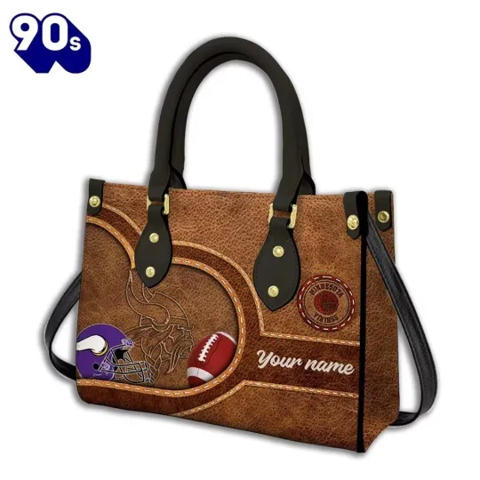 Discover Personalized Minnesota Football Team Vikingss Leather Handbag Gift
