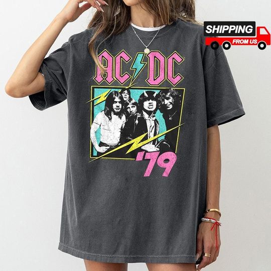 Discover Comfort Colors AC-DC Rock Band Shirt, Pwr Up Tour Shirt, AC-DC Vintage Shirt, Music Tour Shirt, AC-DC Lover Gift, Gift For Fan
