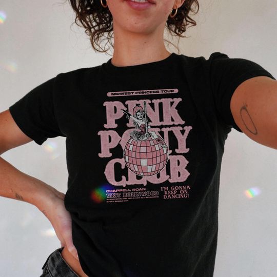 Pink Pony Club Baby Tee, Midwest Princess Tour, Sapphic Lesbian Pride Music Baby Tee, Keep On Dancing, WLW Pride Music Baby Tee