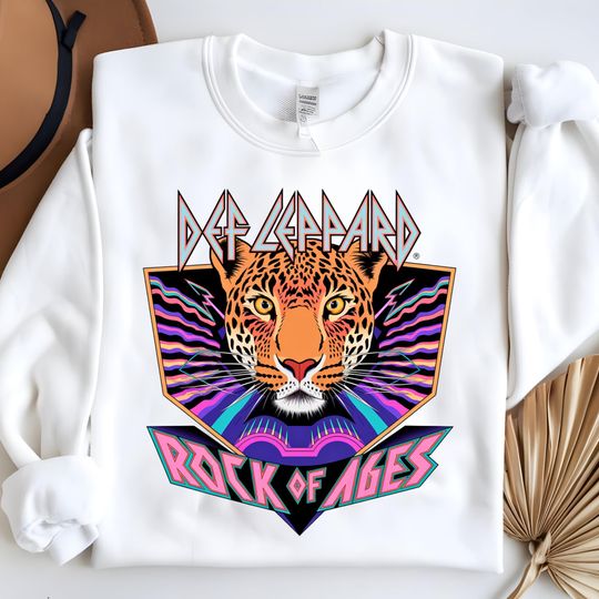 Def Leppard Rock of Ages  | Vintage Music Band Shirt Design | Retro Rock Band   | 80s Rock Tour Merch | Leopard Rock