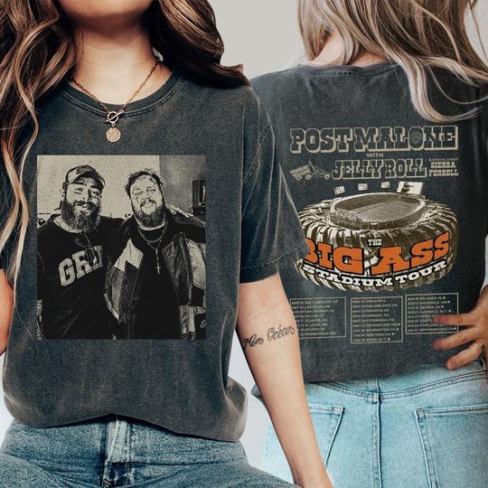 Post Malone 2 Side Rap Merch Shirt, Posty Jelly Tour Vintage Bootleg 90s, Tour 2025 Western Music Gift Unisex Tee