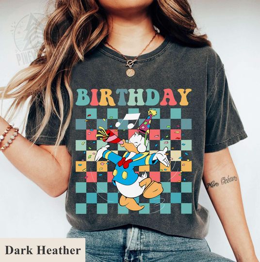 Discover Donald Birthday Retro Shirt, Disney Birthday Checkered T-shirt, Donald Duck Vintage Tee, Birthday Gift Shirts, Disneyland Family Trip Shirt