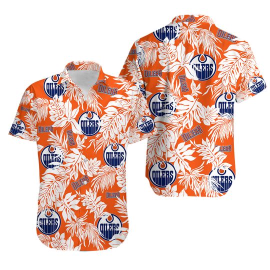 Edmonton Oilers Hawaiian Shirt, Tropical Leaves For Fans Aloha Shirt Hockey Team