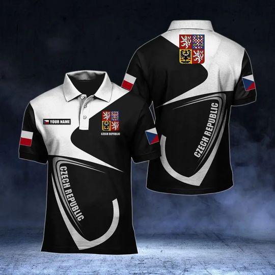Custom Name Czech Republic Dark Green Polo Shirts