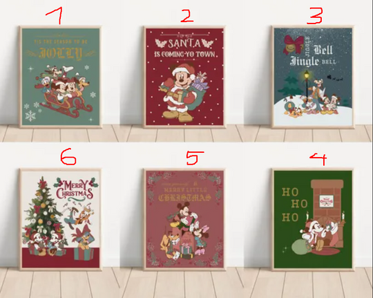 Discover Christmas Printable Mickey And Friends Poster, Wall Art Minnie, Nursery Wall Art, Colourful Mickey Art