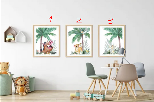 Simba and Friends Wall Art | Lion King Art Print | Simba Nursery Print| Simba Decor| Tropical Nursery Decor