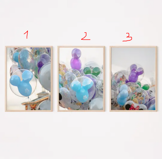 Disney Mickey Mouse Balloons Watercolor Prints, Disney Wall Art Print, Disney Photo Trip, Gallery Disney Wall Art Posters