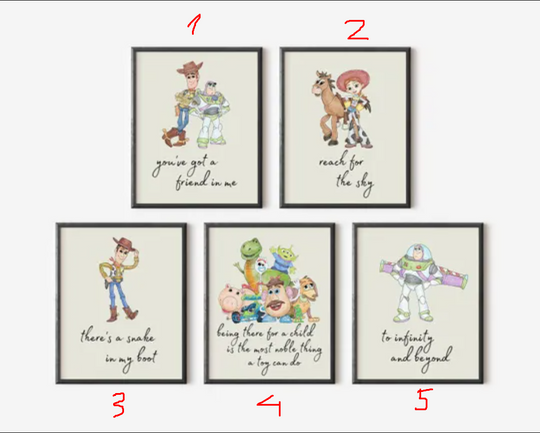 Toy Story Quotes,  Toy Story Wall Art, Kids Room Decor, You've Got a Friend in Me, To Infinity and Beyond, Playroom