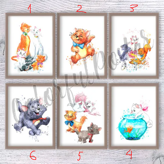Aristocats print Aristocats watercolor Aristocats poster Cute kittens print Disney wall decor Nursery art Aristocats Marie V855