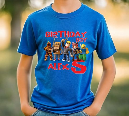 Custom Roblox Shirt | Family Birthday Shirts | Birthday T-shirt | Bday Family Tee | Video Game Matching Birthday | Birthday Robots Shirt