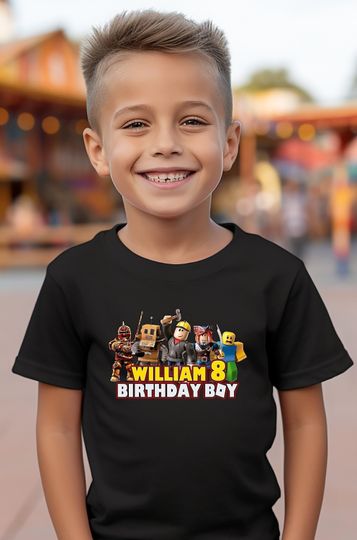 Discover RBlox Birthday T-Shirt, Custom Birthday Boy Shirt, Birthday Girl Shirt, Personalized RBlox Bday Tee, Birthday Boy Shirt, Kids Birthday Tees