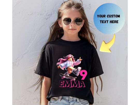 Custom Roblox Birthday Girl Shirt Trendy Gamer Tee Birthday Graphic Tshirt Unique Design Unisex Shirt Special Birthday Gift for Roblox Fans