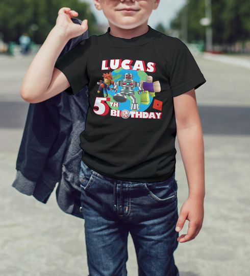 Personalized Family Roblox Shirt Gift For Birthday Boy Custom T-Shirt For Roblox Lover Gift For Birthday Boy/Girl