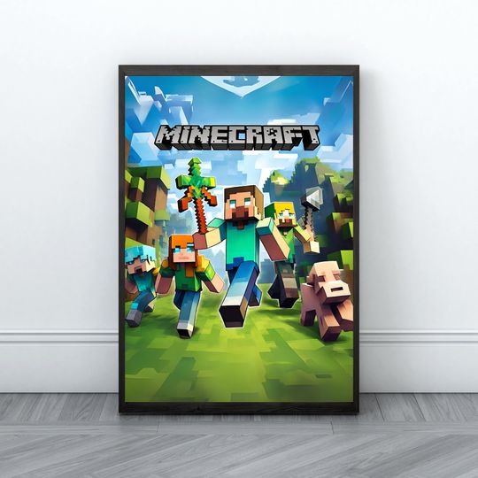 Minecraft Prints, Creeper, Steve, Zombie,Nursery Decor, Video Game Digital Print, Kids Room Decor Wall Art Playroom, Minecraft Wall Art
