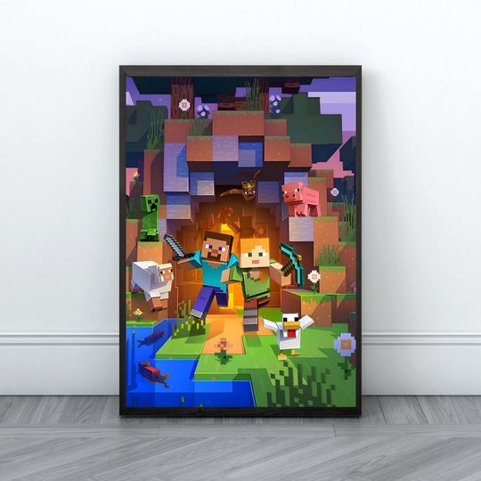 Minecraft Prints, Creeper, Steve, Zombie,Nursery Decor, Video Game Digital Print, Kids Room Decor Wall Art Playroom, Minecraft Wall Art