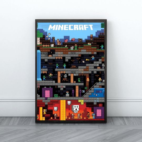 Minecraft Prints, Creeper, Steve, Zombie,Nursery Decor, Video Game Digital Print, Kids Room Decor Wall Art Playroom, Minecraft Wall Art