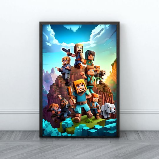 Minecraft Prints, Creeper, Steve, Zombie,Nursery Decor, Video Game Digital Print, Kids Room Decor Wall Art Playroom, Minecraft Wall Art