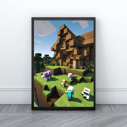 Minecraft Prints, Creeper, Steve, Zombie,Nursery Decor, Video Game Digital Print, Kids Room Decor Wall Art Playroom, Minecraft Wall Art