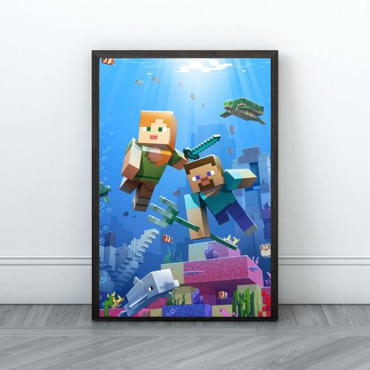 Minecraft Prints, Creeper, Steve, Zombie,Nursery Decor, Video Game Digital Print, Kids Room Decor Wall Art Playroom, Minecraft Wall Art