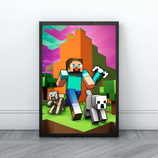Minecraft Prints, Creeper, Steve, Zombie,Nursery Decor, Video Game Digital Print, Kids Room Decor Wall Art Playroom, Minecraft Wall Art