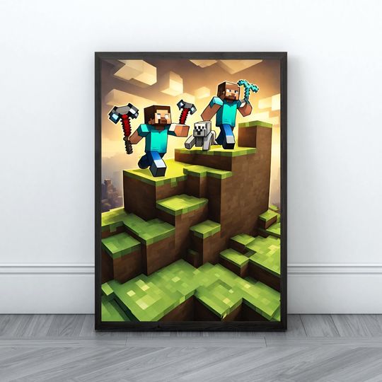 Minecraft Prints, Creeper, Steve, Zombie,Nursery Decor, Video Game Digital Print, Kids Room Decor Wall Art Playroom, Minecraft Wall Art