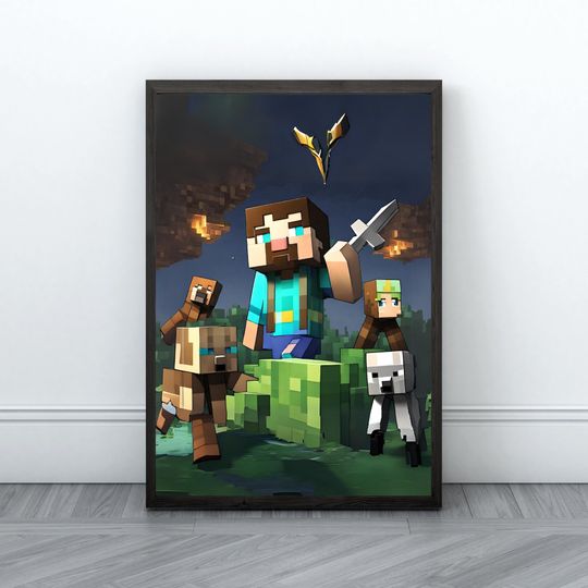 Minecraft Prints, Creeper, Steve, Zombie,Nursery Decor, Video Game Digital Print, Kids Room Decor Wall Art Playroom, Minecraft Wall Art