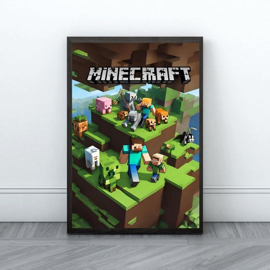 Minecraft Prints, Creeper, Steve, Zombie,Nursery Decor, Video Game Digital Print, Kids Room Decor Wall Art Playroom, Minecraft Wall Art