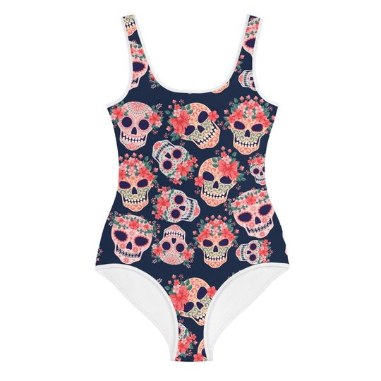 Sugar Skull Preteen Girl One-piece Swimsuits
