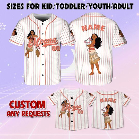 Discover Moana 2 Moana Baseball Jersey, Disney Moana 2 Jersey, Personalized Moana Kids Jersey, Disneyworld Family Matching Jersey