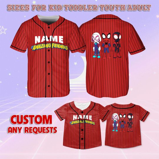 Spidey and His Amazing Friend Baseball Jersey, Spidey Spin Ghost Spider Jersey, Spiderman Jersey Team Outfit, Disney Spidey Matching Jersey
