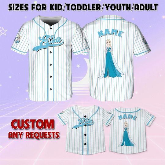 Discover Frozen Elsa Baseball Jersey, Elsa Matching Family Jersey, Personalized Frozen Character Jersey, Frozen Movie Baseball Jersey