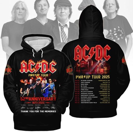 Discover AC-DC Band Power Up Hoodie, 2025 Tour Sweatshirt, Rock Concert T-Shirt, Heavy Metal Music Merch, Vintage Fan Gift, Rock Tee