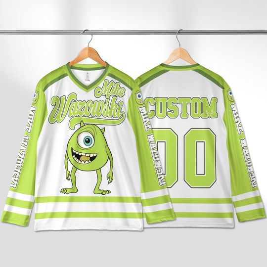 Discover Personalized Disney Monster Inc Mike Wazowski Hockey Jersey, Custom Mike Wazowski Hockey Jersey, Hockey Fan Lover Gift, Hockey Team Outfit
