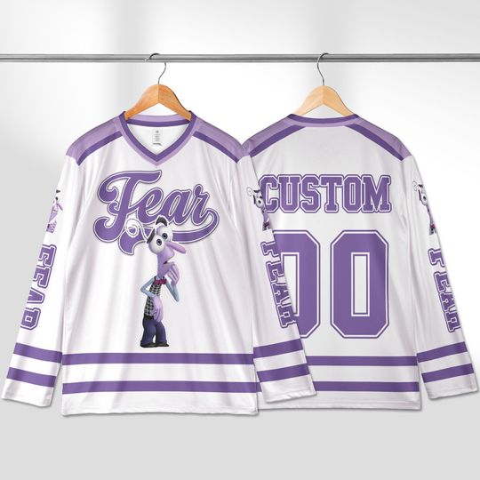 Personalized Fear Inside Out 2 Hockey Jersey, Custom Fear Hockey Jersey, Disney Hockey Fan Lover Gift, Hockey Team Outfit