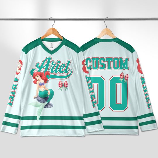 Discover Personalized Disney Princess Ariel Hockey Jersey, Custom Princess Ariel Hockey Jersey, Disney Hockey Fan Lover Gift, Hockey Team Outfit