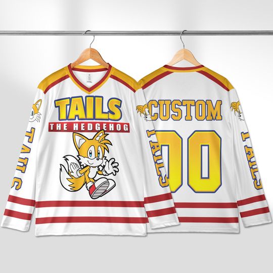 Personalized Tails The Hedgehog Hockey Jersey, Custom Tails Hockey Jersey, Disney Sonic Hockey Fan Lover Gift, Hockey Team Outfit