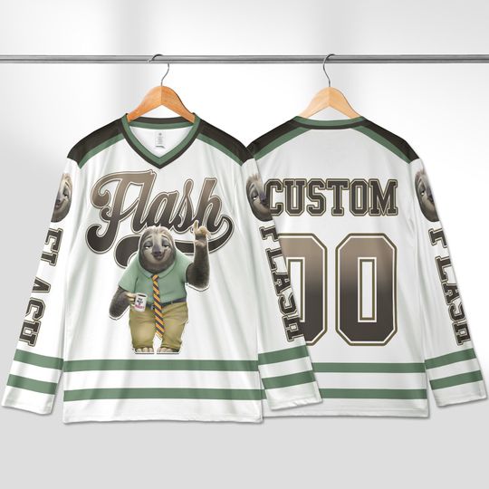Personalized Zootopia Flash Hockey Jersey, Custom Disney Flash Hockey Jersey, Disney Zootopia Hockey Fan Lover Gift