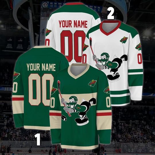 Discover Personalized Minnesota Donald Duck Hockey Jersey, Disney Jersey For Men With Your Team Name, Fan Hockey Jersey