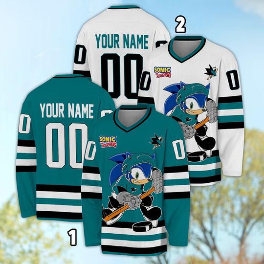 Personalized San Jose Sonic Hockey Jersey, The Hedgehog Jersey For Men With Your Team Name, Fan Hockey Jersey