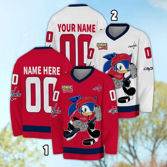 Personalized Washington Sonic Hockey Jersey, The Hedgehog Jersey For Men With Your Team Name, Fan Hockey Jersey