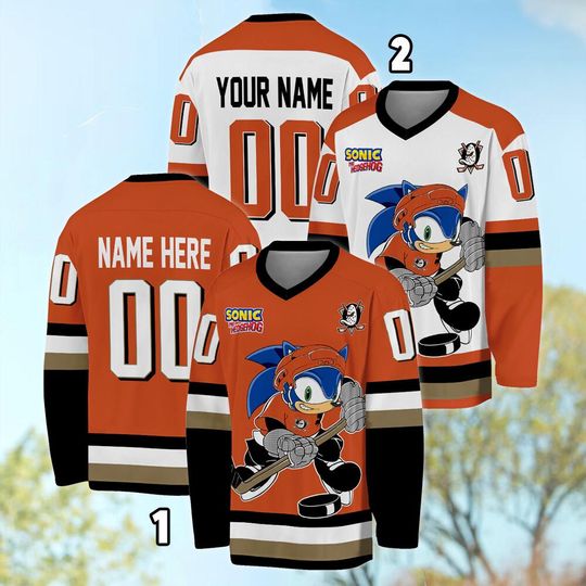 Personalized Anaheim Sonic Hockey Jersey, The Hedgehog Jersey For Men With Your Team Name, Fan Hockey Jersey