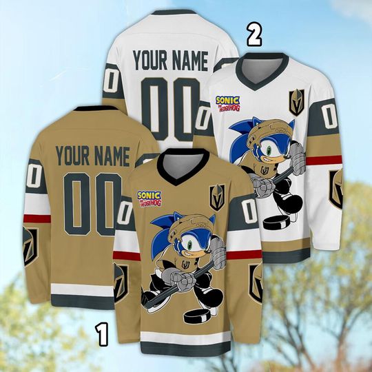Personalized Vegas Golden Sonic Hockey Jersey, The Hedgehog Jersey For Men With Your Team Name, Fan Hockey Jersey